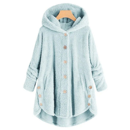 Teddy feed coat with hood for women