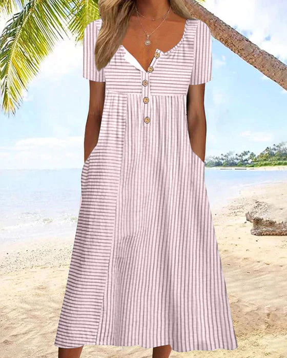 Striped dress with short sleeves
