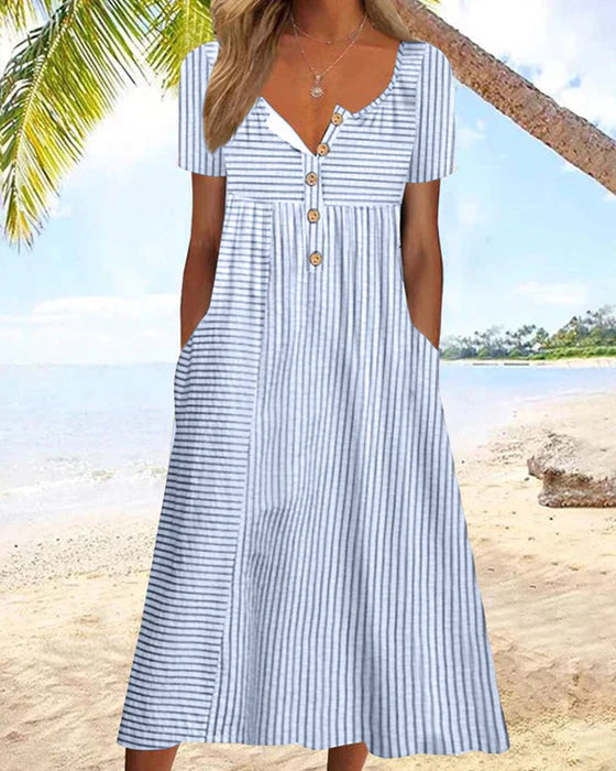 Striped dress with short sleeves