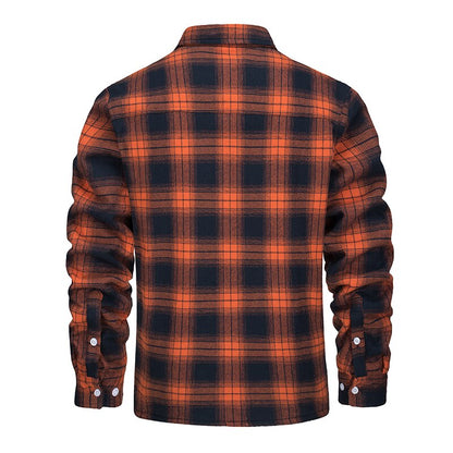 Men's fleece shirt jacket made of checkered flannel